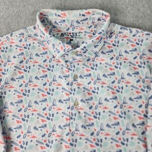 Bermuda Sands Tropical Golf Shirt Mens M‎ White Beach Surfer AOP All Over Print